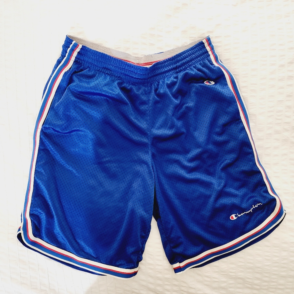 Retro Vintage Champion Sports Blue Basketball Shorts Mesh